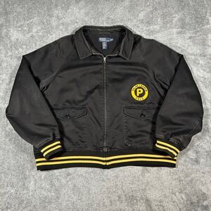Polo Ralph Lauren Bomber Varsity Jacket 2000s Mens XXL Black Yellow Twill Patch